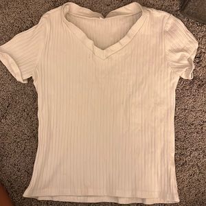 Size M Plain White V neck Top